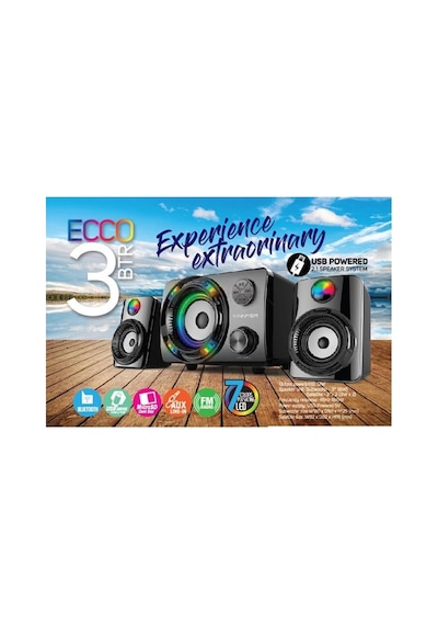 Ecco3 Btu 2.1 Kanal Speaker Rgb Led Işıklı Hafıza Kartı Ve Usb Girişli Fm Radyolu Bluetooth Hoparlör Pc Tv Laptop Bilgisayar Uyumlu