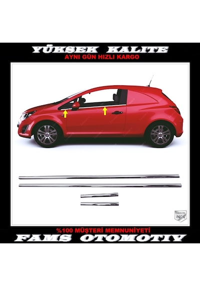Opel Corsa D Van Coupe Krom Cam Çıtası 4 Prç P.Çelik 2007-2014