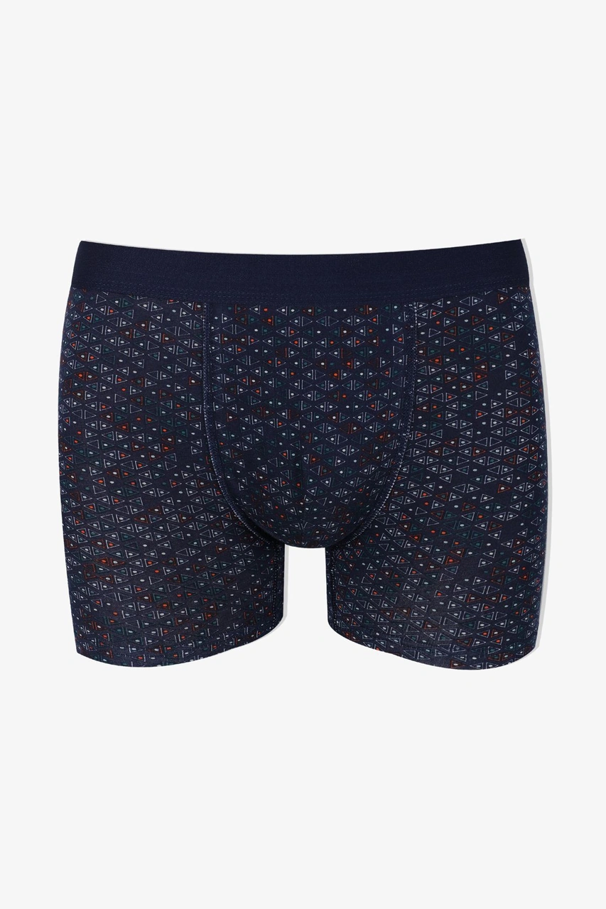 Erkek 2'li Pamuklu Likralı Boxer Ko9178 Lacivert - Siyah