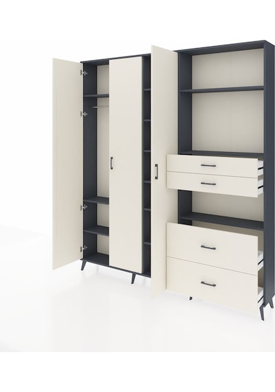 Arges Dolap 12 Raflı 4 Çekmeceli Tek Askılı 220x30x243 Antrasit-aytaşı/aytaşı Aytası/aytası Arges Dolap 12 Raflı 4 Çekmeceli Tek Askılı 220x30x243 Antrasit-aytaşı/aytaşı Aytası/aytası