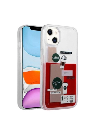 Apple Uyumlu iPhone 13 Kılıf Desenli Sıvılı Zore Drink Silikon Kapak NO1