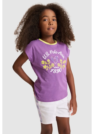 U.s. Polo Assn. Kız Çocuk Menekşe Tişört 50325653-vr037 Menekse