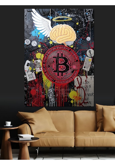 Ahşap Tablo Bitcoin Logo Ve Afiş