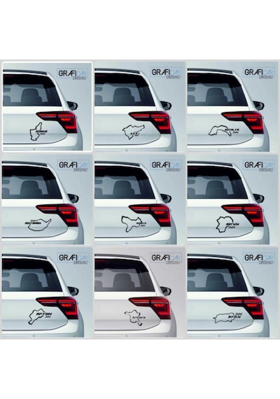 Harita Yarış Pisti Görünüm Sticker 2'Li Paket - 81 Il Parlak Siyah