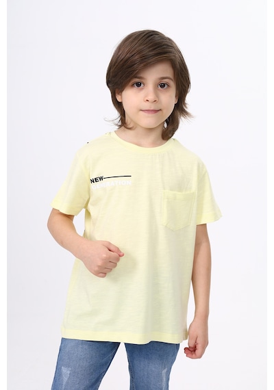 Toontoy Kids Toontoy Erkek Çocuk Cep Baskılı Tişört Sarı