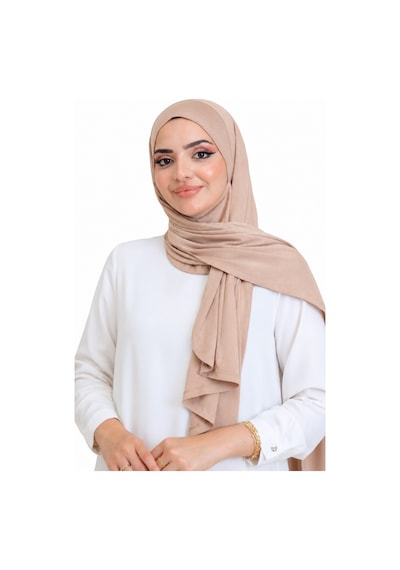 Modish Group Penye Boyun Kapamalı Şal Başörtü Hazır Giyim Turban Esnek Jersey Şal Koyu Vizon