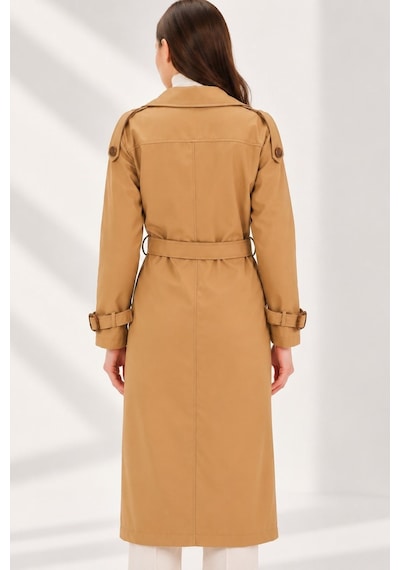 Z9737 Dewberry Bayan Trençkot-düz Camel