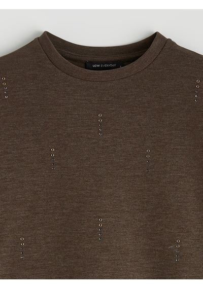 Lcwaıkıkı Classic Bej Soft Touch Taşlı Kadın Sweatshirt Tunik