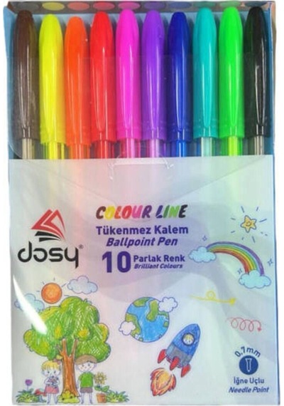 Dosy Colour Lıne 0,7Mm 10'Lu Karışık Tükenmez Kalem