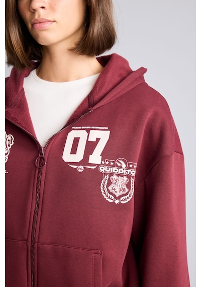 Defacto Harry Potter Gryffindor Baskılı Kapüşonlu Oversize Fermuarlı Kalın Hırka Sweatshirt I3023ax26aubr98 Bordo-br98
