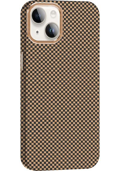 Rba Aksesuar Apple Uyumlu iPhone 13 Kılıf M-safe Şarj Özellikli Karbon Fiber Görünümlü Rba Gros Kapak - Gold-siyah Çok Renkli