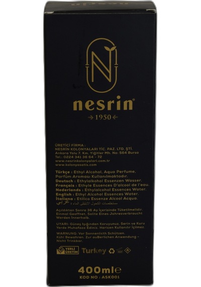 Nesrin 80 Derece Özel Seri Kutulu Pet Şişe Aşk-ı Harem Kolonyası 400 ML