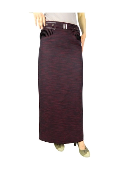 Ermanlar Kadın Bordo Kumaş Uzun Etek Erm157-Bordo-38 Bordo