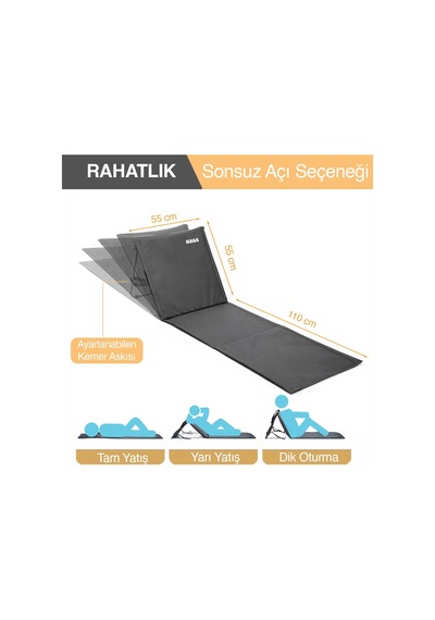 Katlanabilir Sırt Destekli Kamp Ve Plaj Matı, Katlanır Şezlong, Plaj Zemin Sandalyesi, Fermuar Cepli, Kamp, Piknik, Diğer