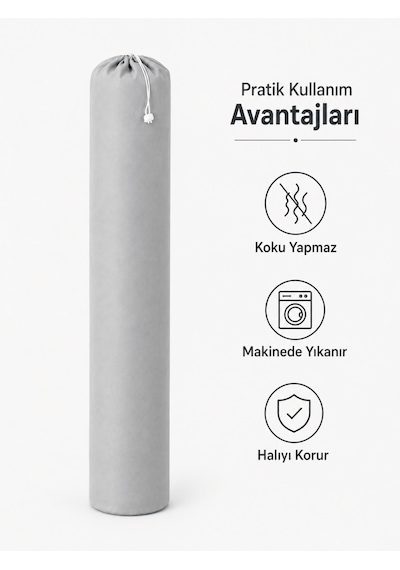 Beylini 40x185 Halı Hurcu 4m2 Lastikli Nefes Alabilir Kokmaz Tela Lastikli Halı Kılıfı Poşeti Ambalajı Taşınma Yastık Saklama Torbası Gri 2 Adet