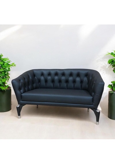 Garden House Siyah Deri Metal Ayaklı Powel Ofis Koltuk Takımı Çok Renkli