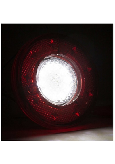 Ahmet Otomotiv Yuvarlak Otobüs-minibüs Stop Lambası 19 Led 12/24v Kırmızı/beyaz Uyumlu