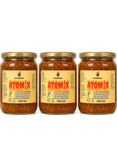 Yeni Atomix Honey Mix 3 500g Royal Jelly + Propolis + Fresh Bee Pollen + Natural Honey