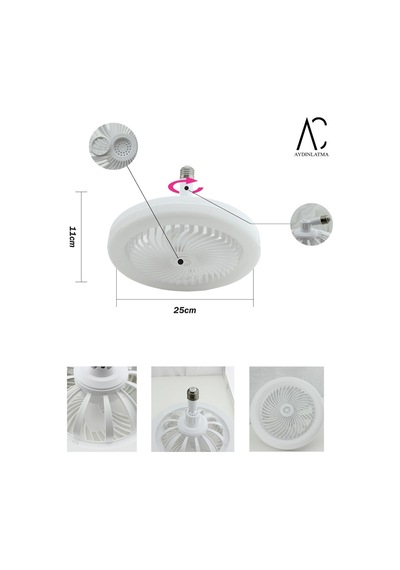 30w Fanlı Led Ampul / 3 Renk Işık / 3 Hız Fanlı Beyaz Kasa - Kum