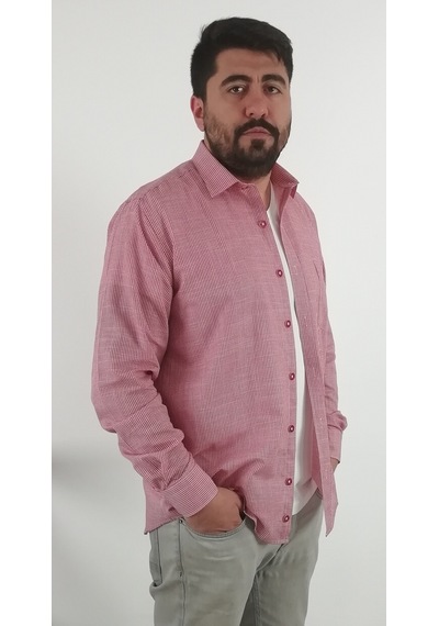Tousus Regular Fit Pitikareli Vual Erkek Gömlek Kls-4012-tss Kırmızı