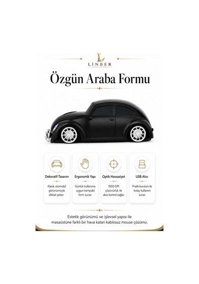 Klasik Siyah Beetle Vosvos Tasarımlı 2.4g Kablosuz Mouse Usb Alıcılı Araba Şeklinde Optik Mouse Çok Renkli Diğer Klasik Siyah Beetle Vosvos Tasarımlı 2.4g Kablosuz Mouse Usb Alıcılı Araba Şeklinde Optik Mouse Çok Renkli Diğer