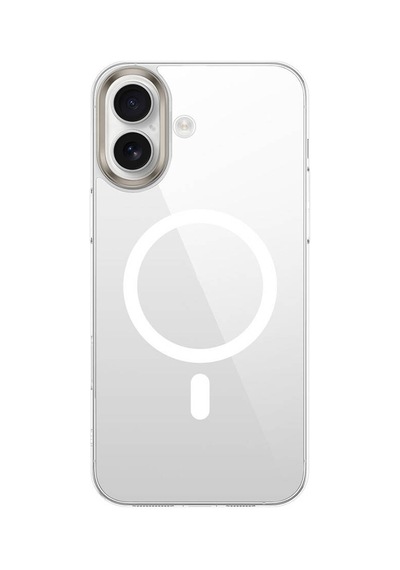 Zore Apple iPhone Uyumlu 16 Plus Kılıf M-safe Şarj Özellikli Şeffaf Cam Arka Yüzey Zore G-glass Kapak - Şeffaf