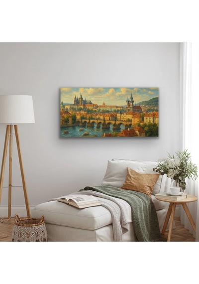 Bezos Prag Şehir Manzarası Kanvas Tablo 60x120cm Mbt06 Çok Renkli