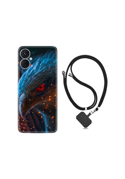 Tecno Spark 9T Kılıf İpli Boyun Askılı Desenli Silikon Şahin 1756