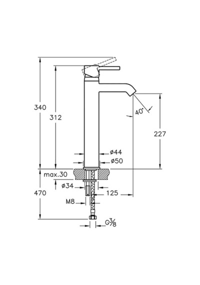 Minimax S A41990 Yüksek Lavabo Bataryası, Krom Diğer
