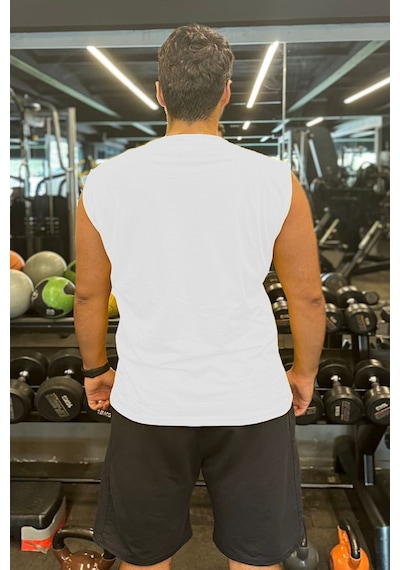 Bluu Kolsuz Spor T-shirt Tank Top Spor Atlet Fitness Atlet