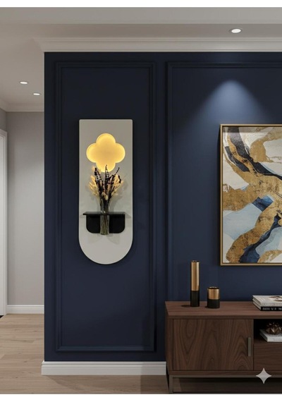 Papatya Ahşap Pilli Ledli İskandinav Tarzı Salon Duvar Rafı Modern Çiçeklik 30 X 80 Cm Paris Grisi - Antrasit