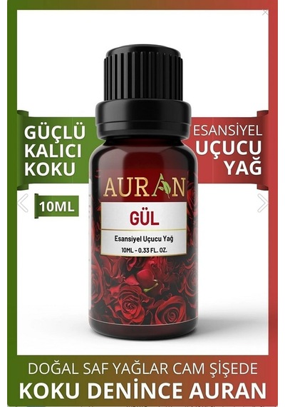 AURAN Kırmızı Gül Esansiyel Uçucu Koku Yağı Buhurdanlık Yağı 10 M
