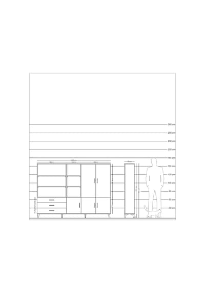 Arges Dolap 11 Raflı 3 Çekmeceli 5 Kapaklı 220x30x163 Çam-çam Çam-çam