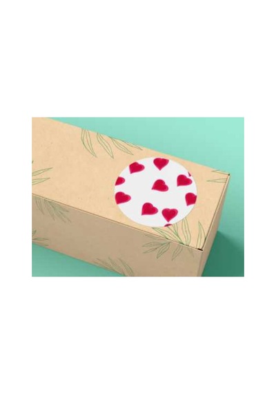 Kırmızı Kalpler Aşk Etiketi Yuvarlak Mat Çıkartma Valentine's Day Round Sticker 4 Cm 40 Adet Çok Renkli