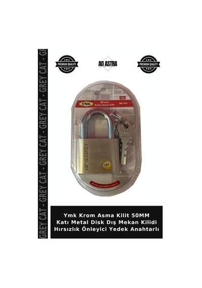 Ymk Krom Asma Kilit 50mm Katı Metal Disk Dış Mekan Kilidi Hırsızlık Önleyici Yedek Anahtarlı