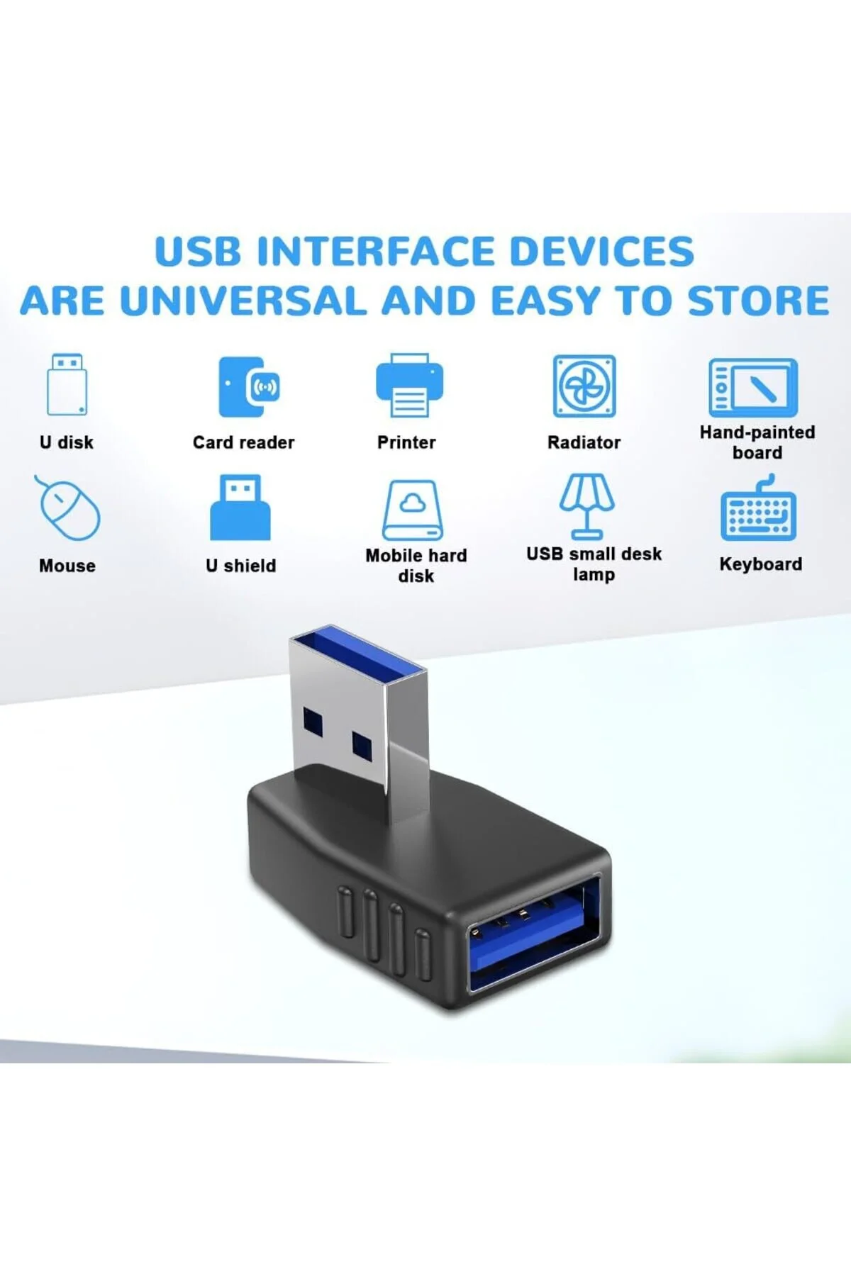 Sol Ve Sağ 90 Derece Adaptör Usb 3.0 Erkek Dişi Açı Uzatma Adaptörü Usb Bağlayıcı Konnektörü