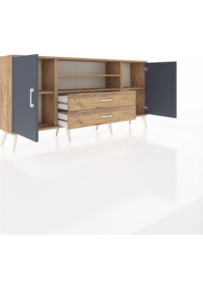 Arges Konsol 4 Raflı 2 Çekmeceli 2 Kapaklı 176x30x83 Çam-antrasit/çam Antrasit/çam Arges Konsol 4 Raflı 2 Çekmeceli 2 Kapaklı 176x30x83 Çam-antrasit/çam Antrasit/çam