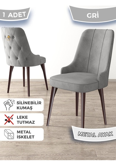Canisa Newa Serisi, 1.sınıf Babyface Kumaş Kahve Metal Gold Halkalı, 1 Adet Gri Sandalye Sandalye Gri Ayaklar Kahve