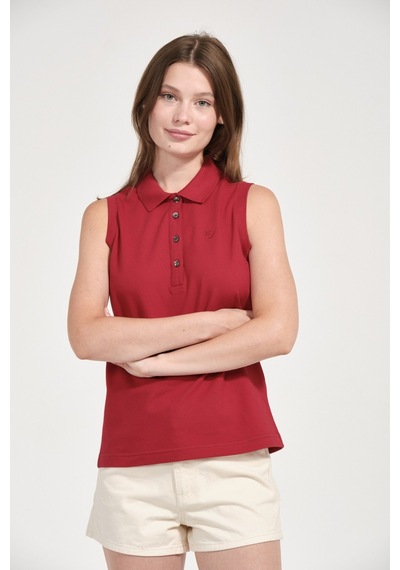 Kadın Regular Fit Kolsuz Polo Kirmizi