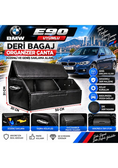 Bmw E90 Uyumlu Oto Bagaj Organizeri Deri Bagaj Kutu Çanta 1