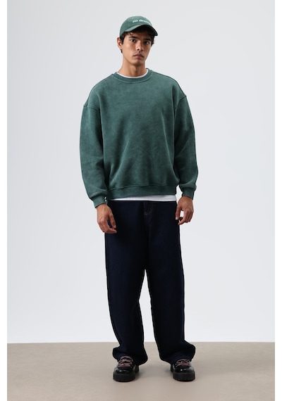 Vamos Basic Oversize Yıkamalı Sweatshirt Nefti