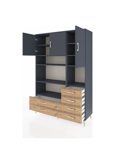 Hyperion Dolap 9 Raflı 6 Çekmeceli 3 Kapaklı 132x44x195 Antrasit-antrasit/çam Antrasıt/atlas Çam Hyperion Dolap 9 Raflı 6 Çekmeceli 3 Kapaklı 132x44x195 Antrasit-antrasit/çam Antrasıt/atlas Çam