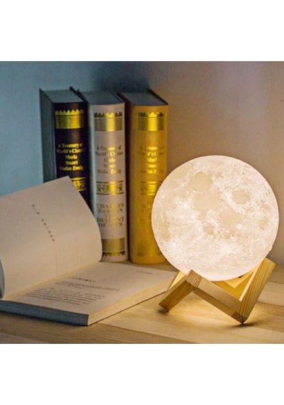 Dekoratif 3D Standlı Ay Gece Lambası Başucu Lambası ( Çap 12 Cm ) Çok Renkli