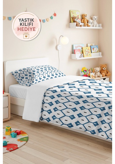 Mavi Geometrik Modern Genç Odası Tek Kişilik Pike Takımı-beyaz Siyah 160x220cm Kapitone Yatak Örtüsü Mistik Yosun Örtüsü