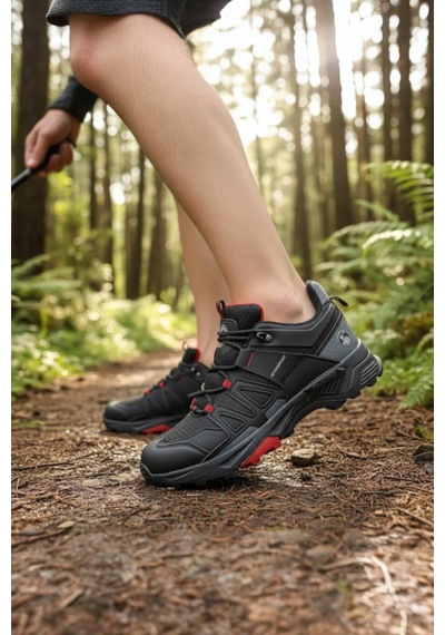 Enoch Erkek Siyah Kırmızı Waterproof Outdoor Trekking Ve Dağ Yürüyüş Ayakkabısı Siyah