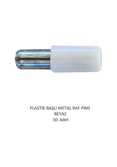 Plastik Metal Başlı Raf Pimi Beyaz 50 Adet