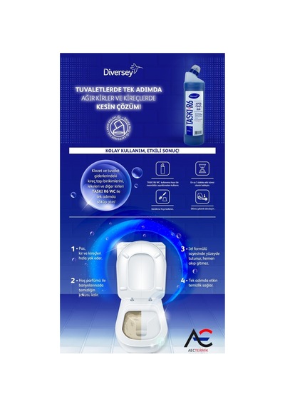 Diversey Tuvalet Temizleyici Taskı R6 Wc 750ml 6 Adet + Hassas Temizlik Süngeri 1 Adet 160gr