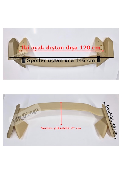 Universal Type-r Spoiler Yüksek Model - Egea, Corolla, Civic, Megane Uyumlu 121 Cm