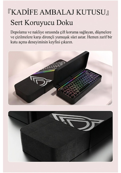Af68 Kablosuz 3 Modlu Rgb Membran Klavye- Çift Katmanlı Tuş Kapağı-4.000 Mah Batarya