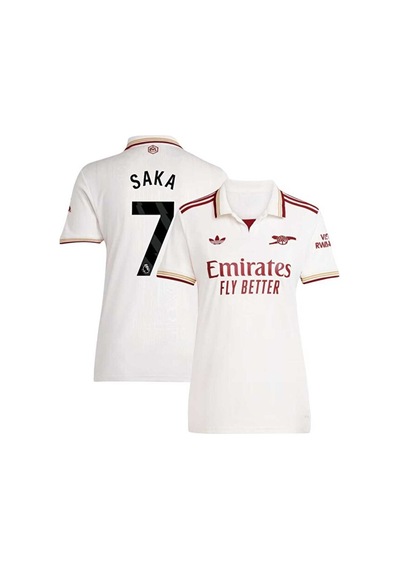 Arsenal 2025/26 Yeni Sezon Bukayo Saka Deplasman Forması Beyaz Çok Renkli